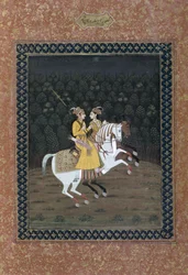 Baz Bahadur Riding with Rupmati